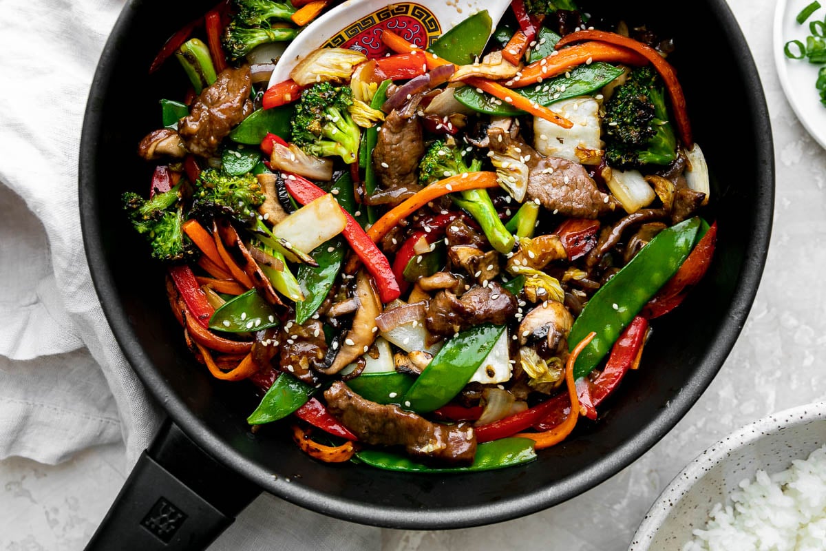 how many calories in stir fry beef strips